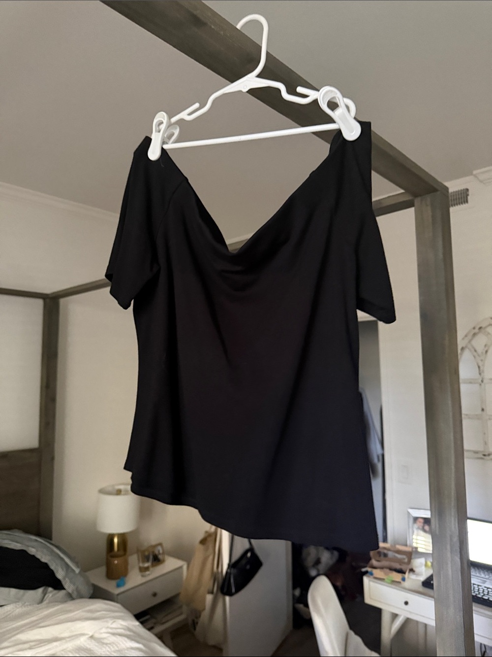 H&M Black Off-Shoulder Draped Top
